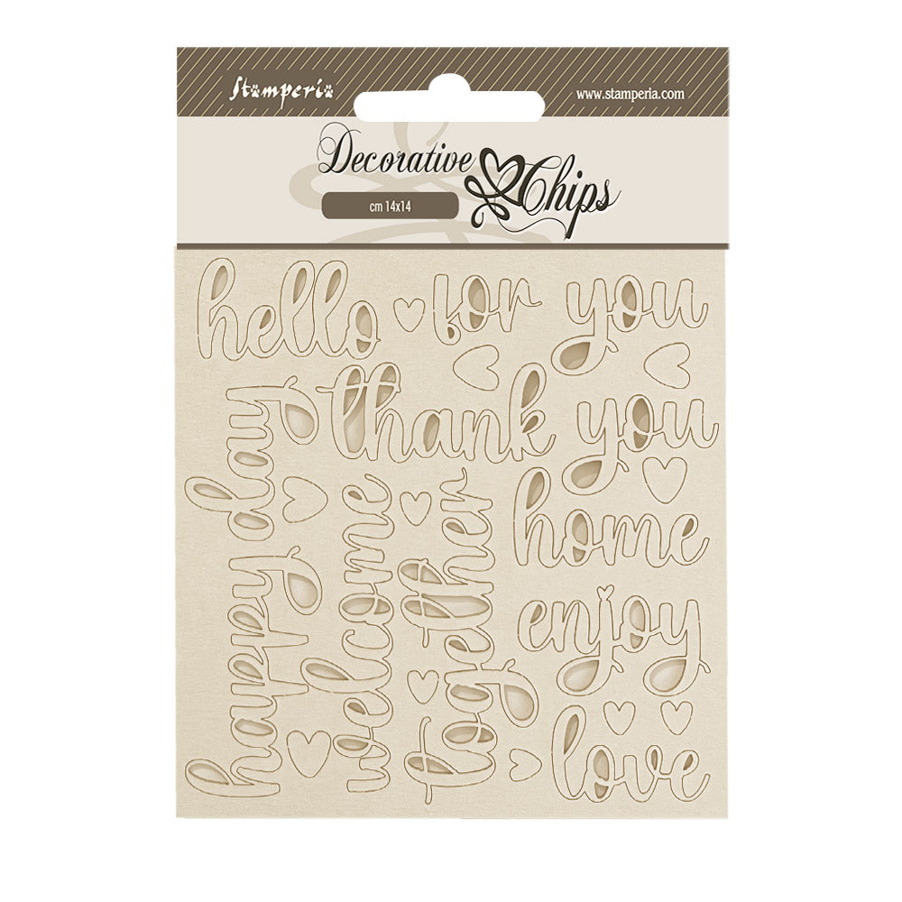 Stamperia - Decorative Chips - 14 X 14 cm - Golden Harmony writings