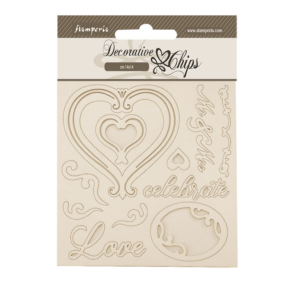 Stamperia - Decorative Chips - 14 X 14 cm - Silent Sea - Timeless Hearts
