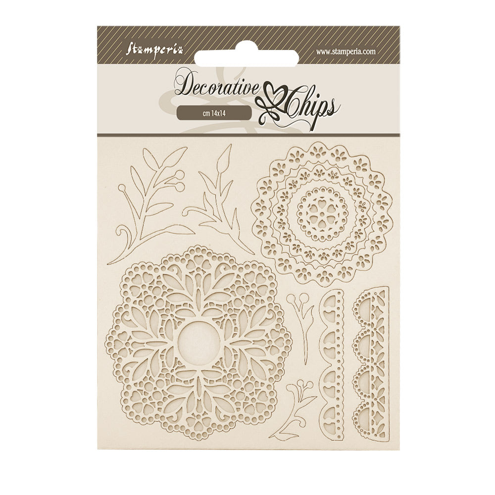 Stamperia - Decorative Chips - 14 X 14 cm - Silent Sea - Timeless Lace