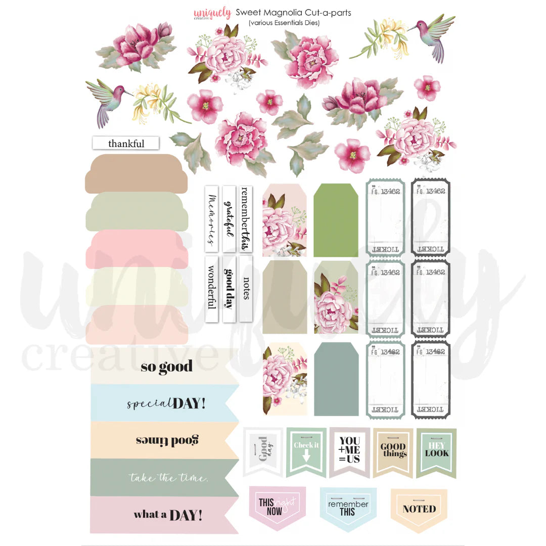 Uniquely Creative - Cut-a-part Sheet - Sweet Magnolia (Various essentials dies)
