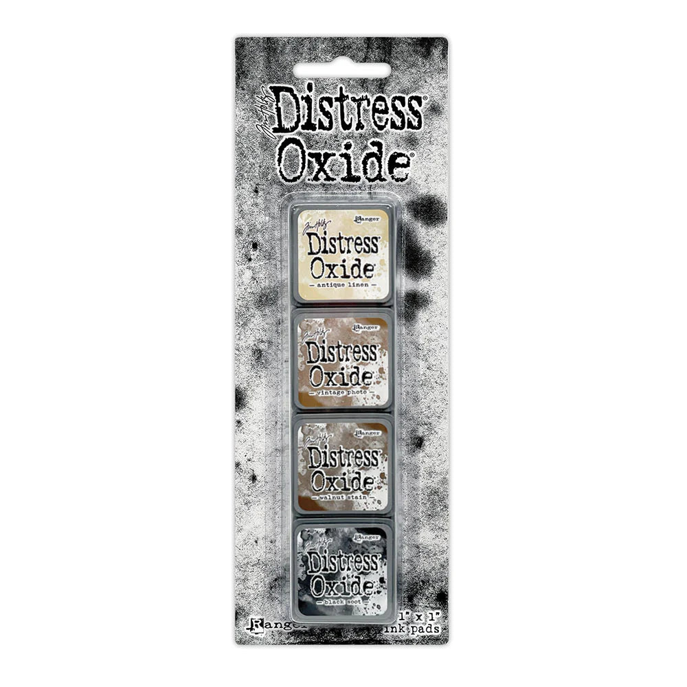 Ranger - Distress Oxide Ink Mini's - Antique Linen, Vintage Photo, Walnut stain, Black Soot