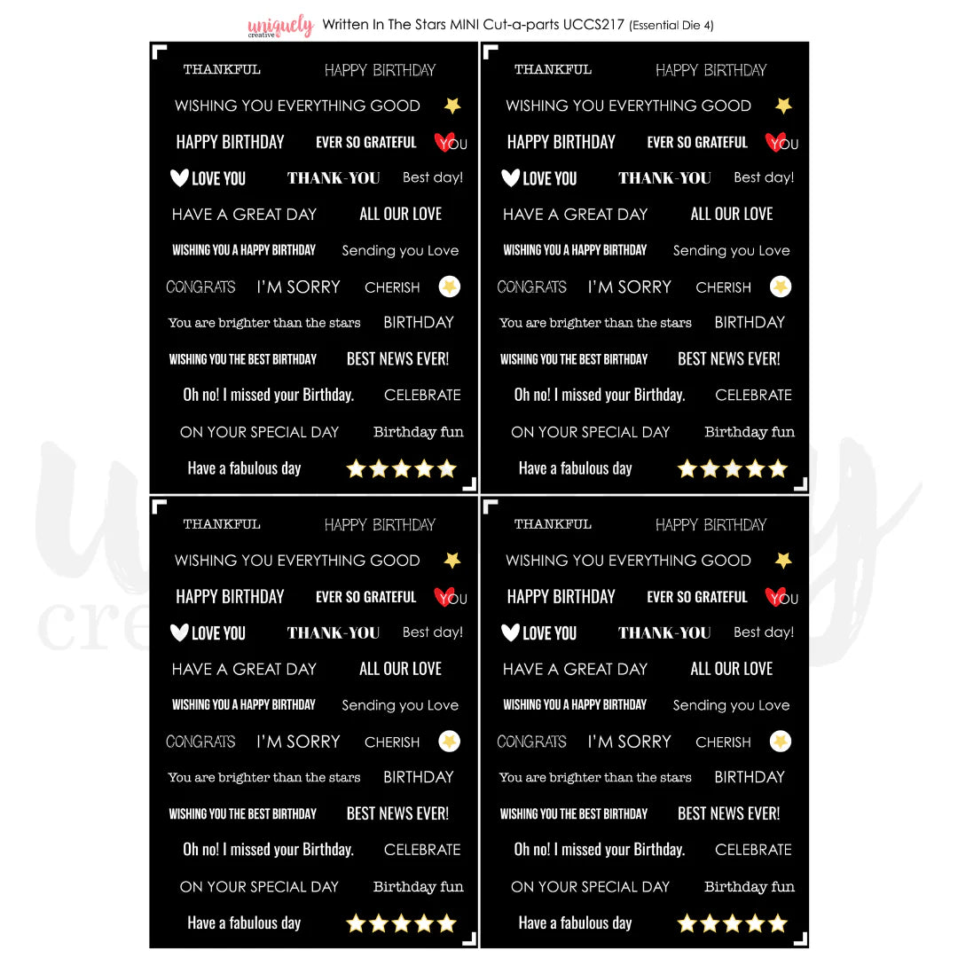 Uniquely Creative -Mini Cut-a-part Sheet - Written in the Stars (Essentials Die #4)