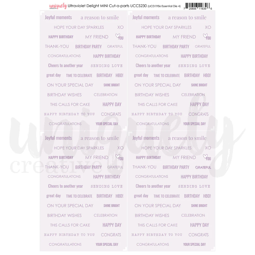 Uniquely Creative - Ultraviolet Delight Mini Cut-a-Part Sheet.