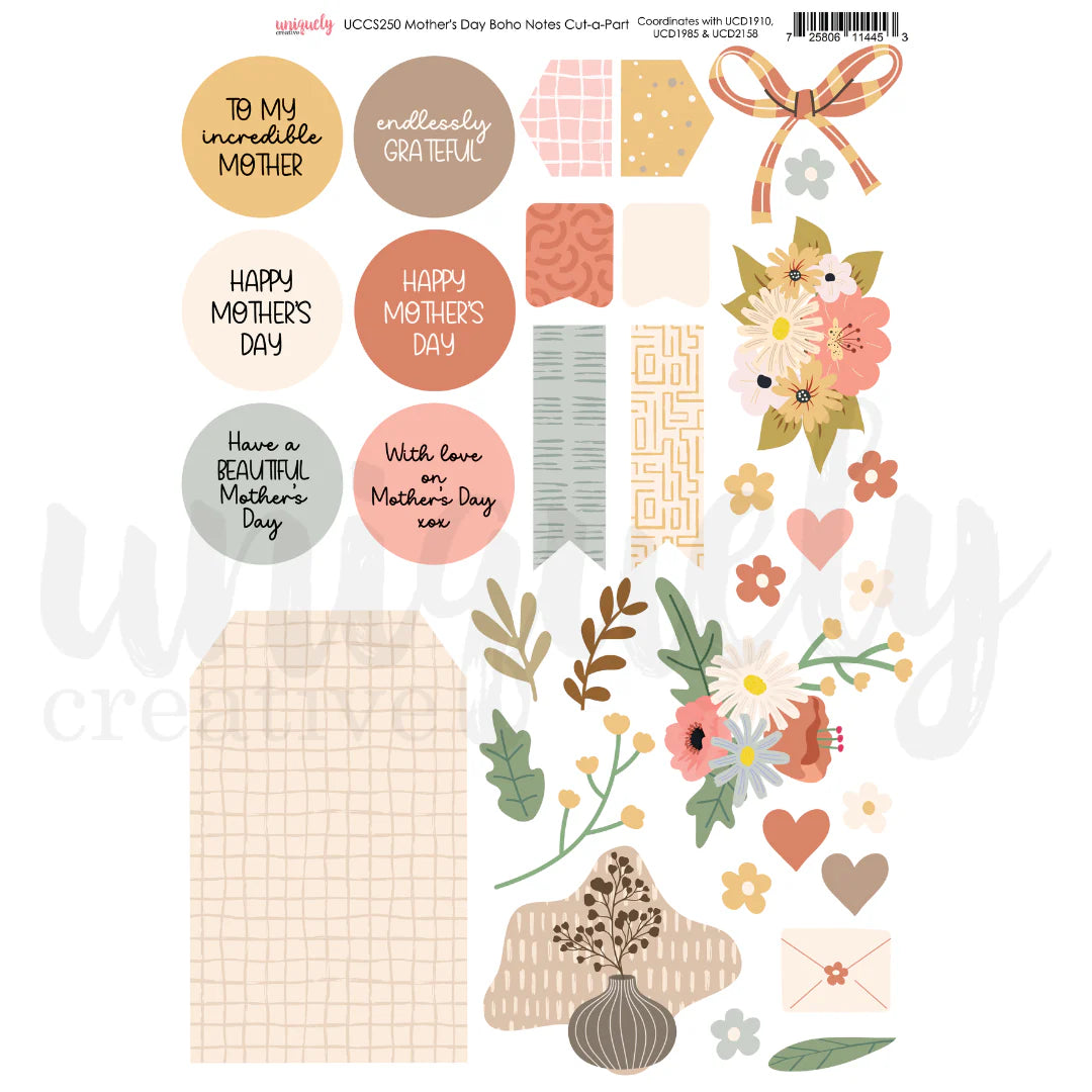 Uniquely Creative - Cut - a - part - Mother's Day Boho Notes