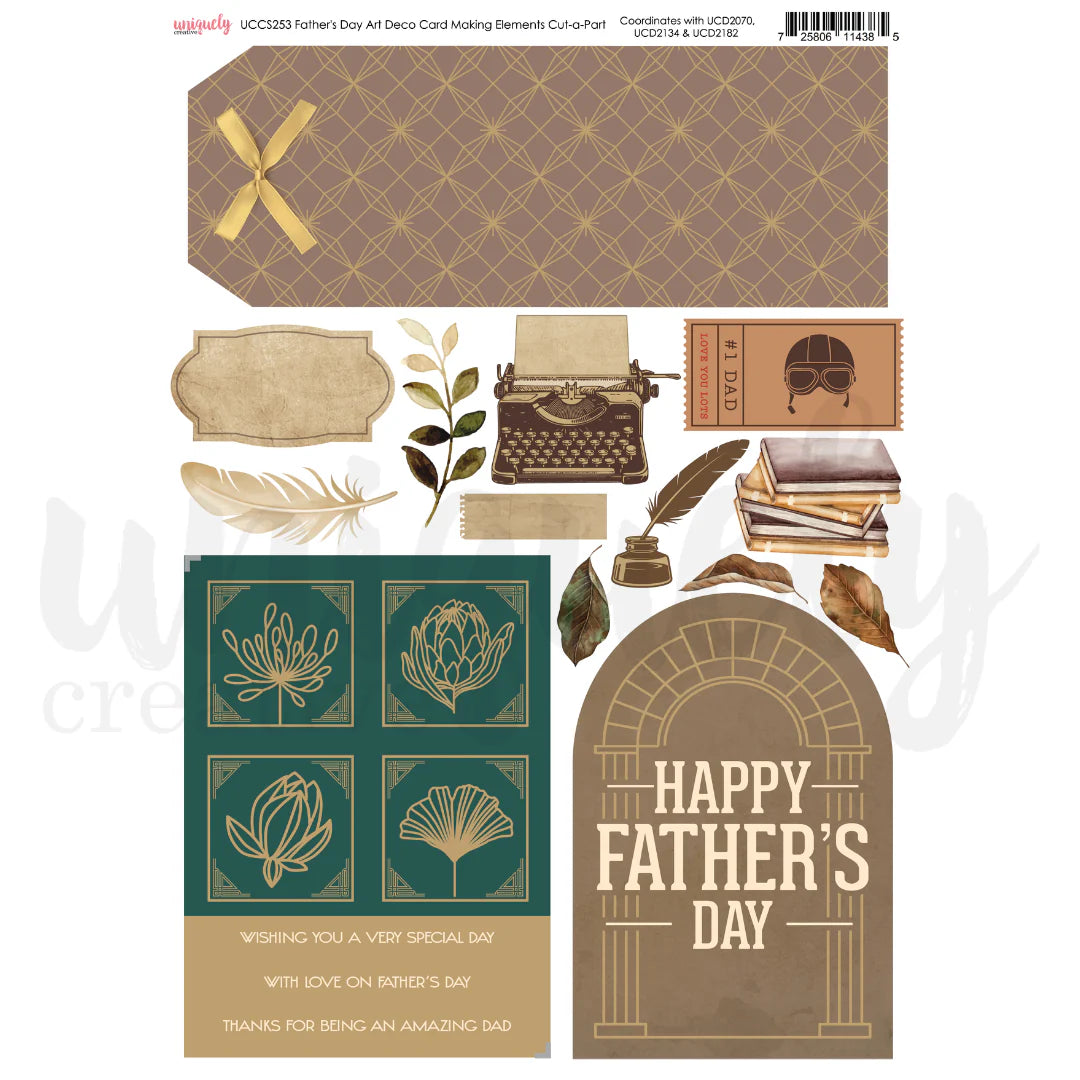 Uniquely Creative - Cut - a - part - Father's Day Art Deco Card Making Elements