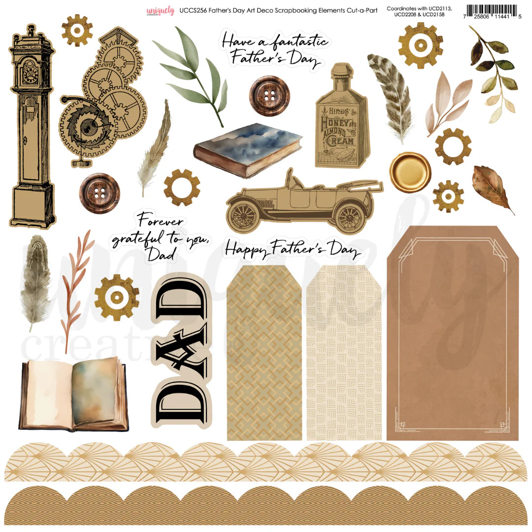 Uniquely Creative - Scrapbooking Elements Cut-a-part -Father's Day Art Deco