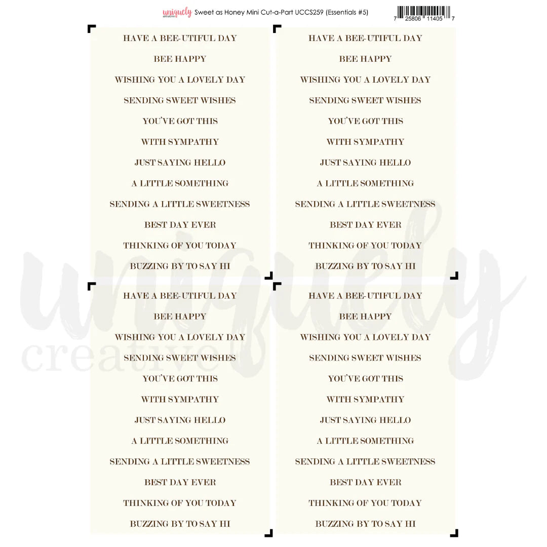 Uniquely Creative - Mini Cut - a - part - Sweet as Honey