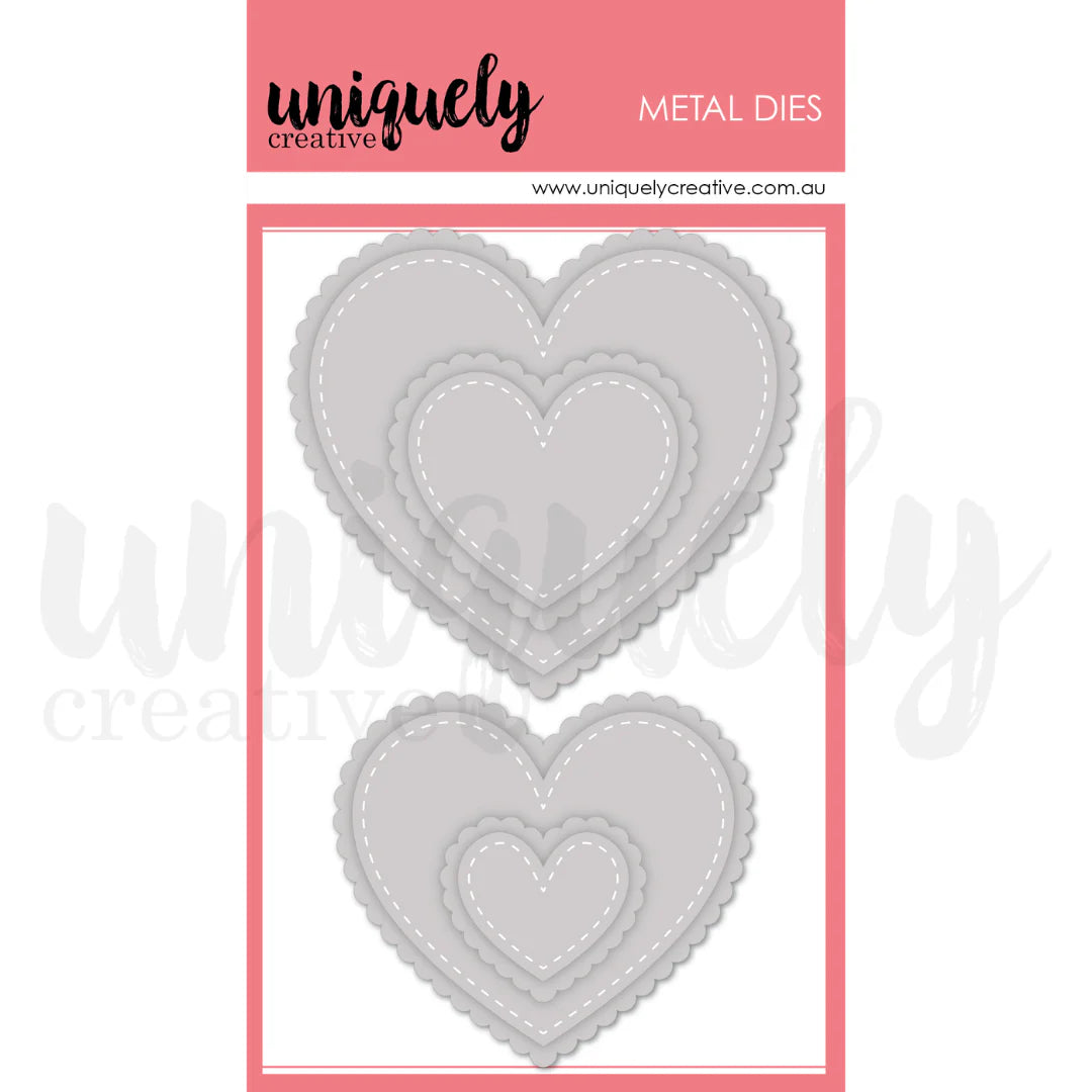 UNIQUELY CREATIVE - Metal Die - Stitched Nesting & Scalloped Hearts Die