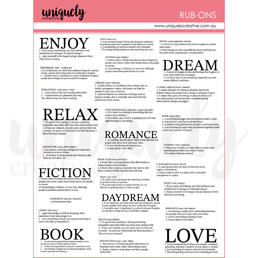 Uniquely Creative - Rub-Ons Definition *