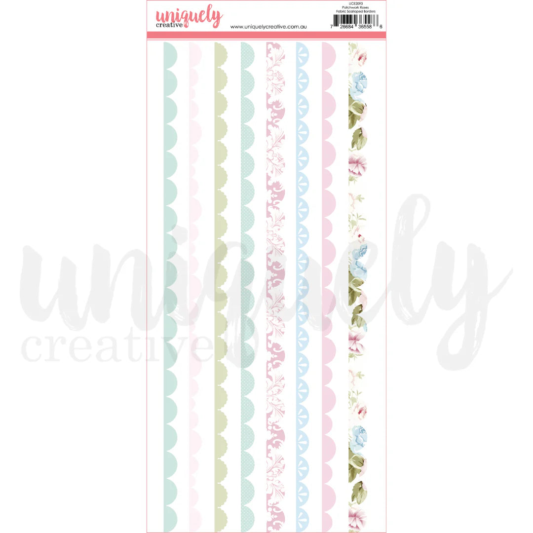 Uniquely Creative - Patchwork Roses Fabric Scalloped Borders *