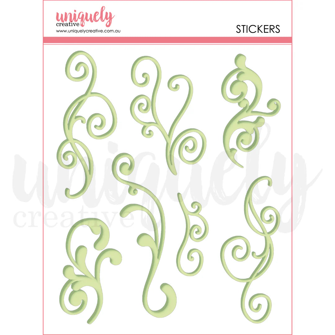 Uniquely Creative - Puffy Stickers - Green Flourish