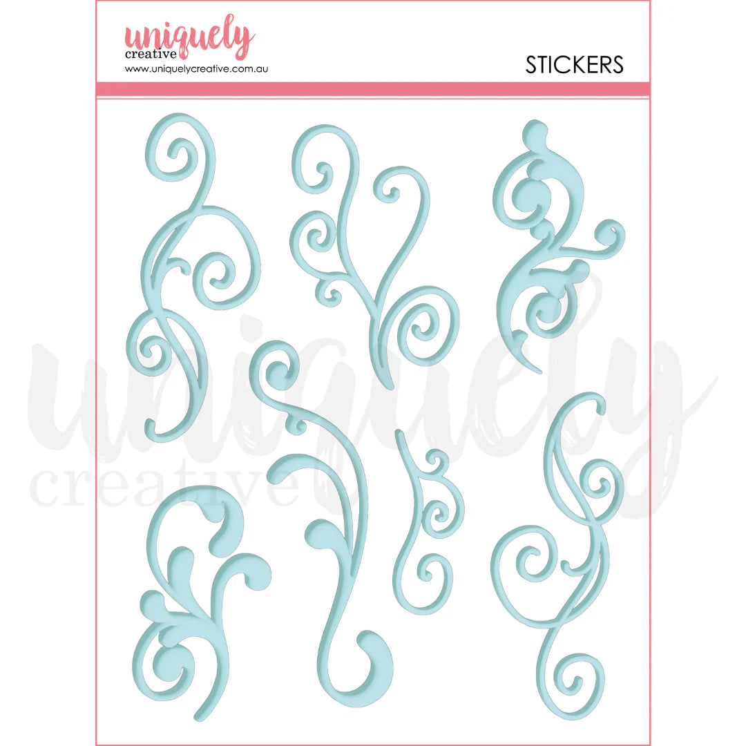 Uniquely Creative - Puffy Stickers - Blue Flourish