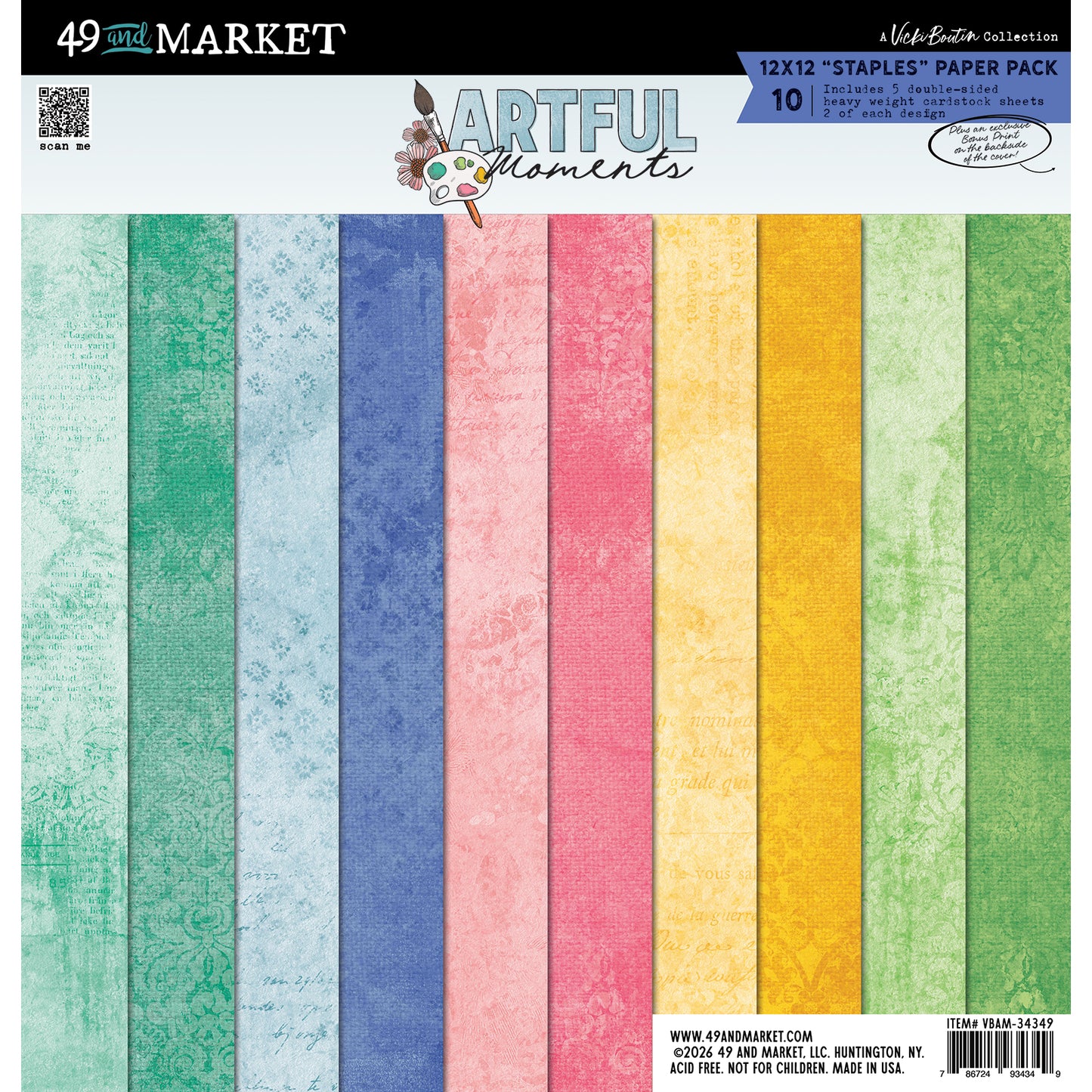 49 and Market - 12 x 12 Staples Cardstock Pack - Artful Moments