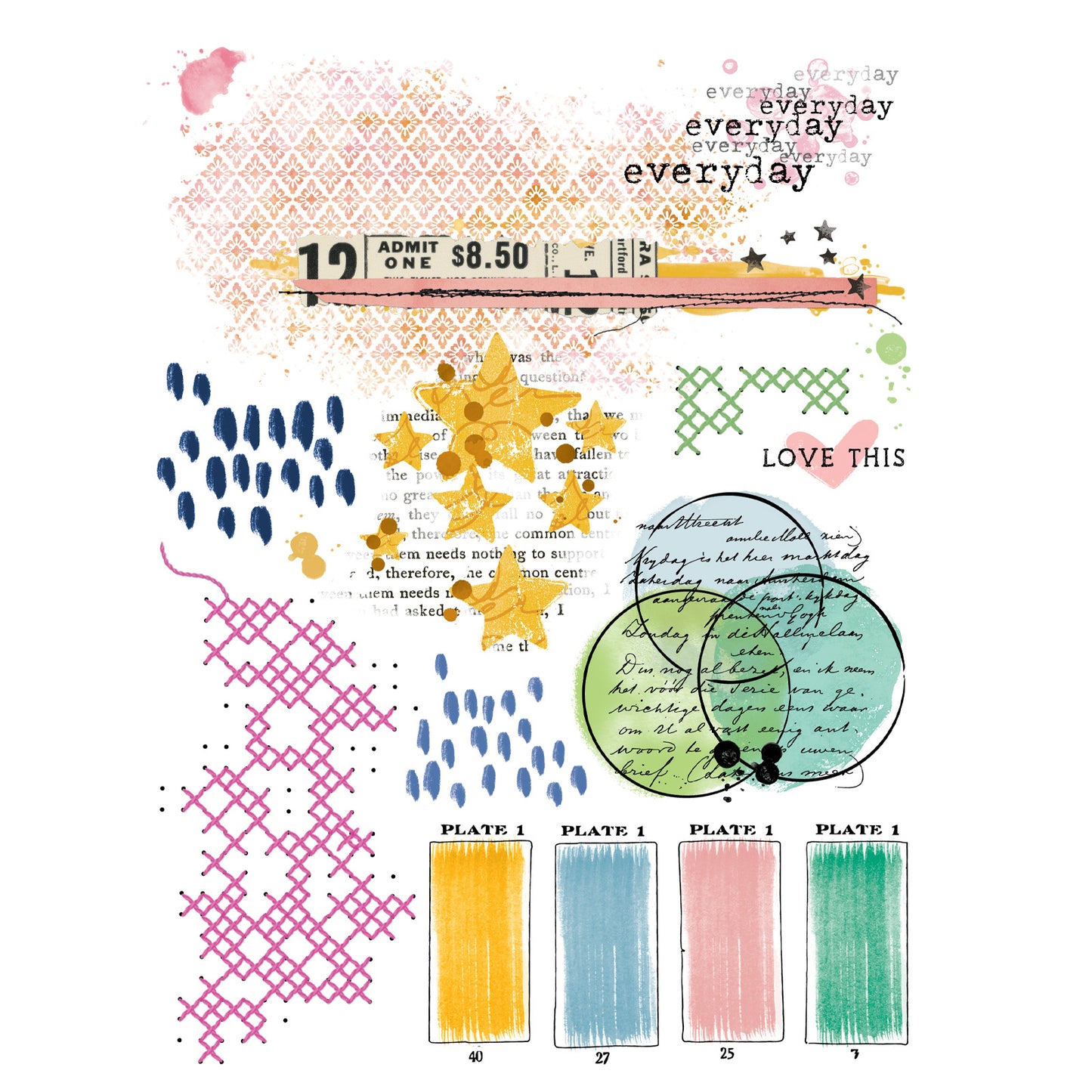 49 and Market Artful Moments - Blendable Rub On Transfers - 3 Sheets 6x12'