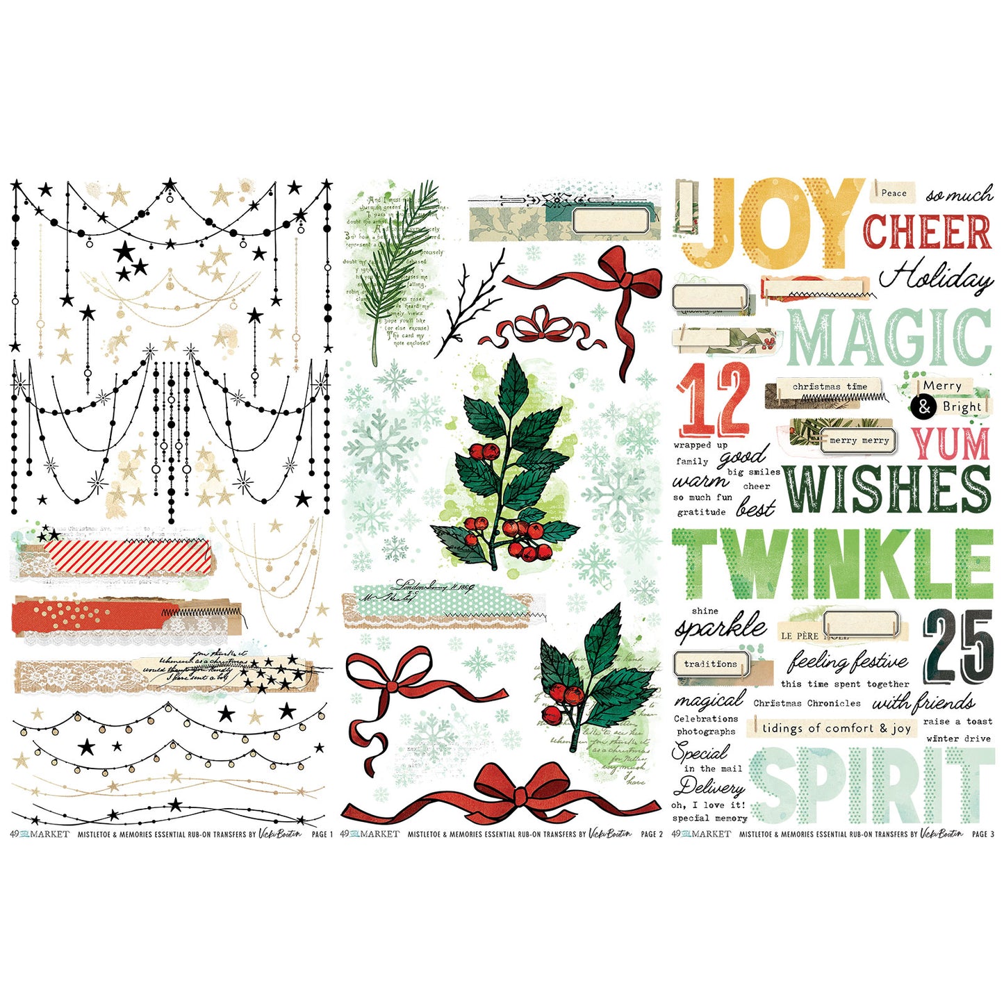 49 and Market - Mistletoe & Memories - Rub-on Transfers - 3 Sheets