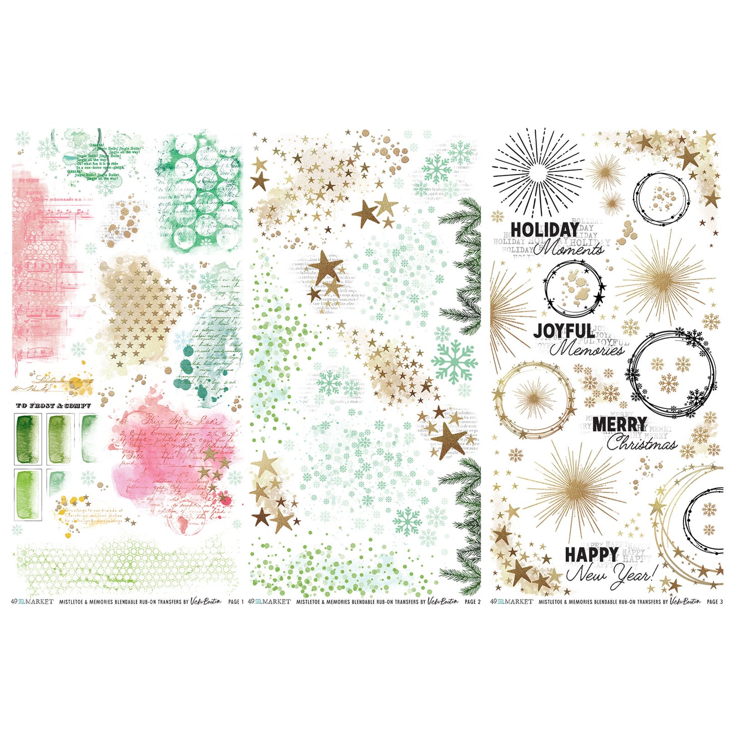 49 and Market - Mistletoe & Memories - Rub-on Transfers - 3 Sheets