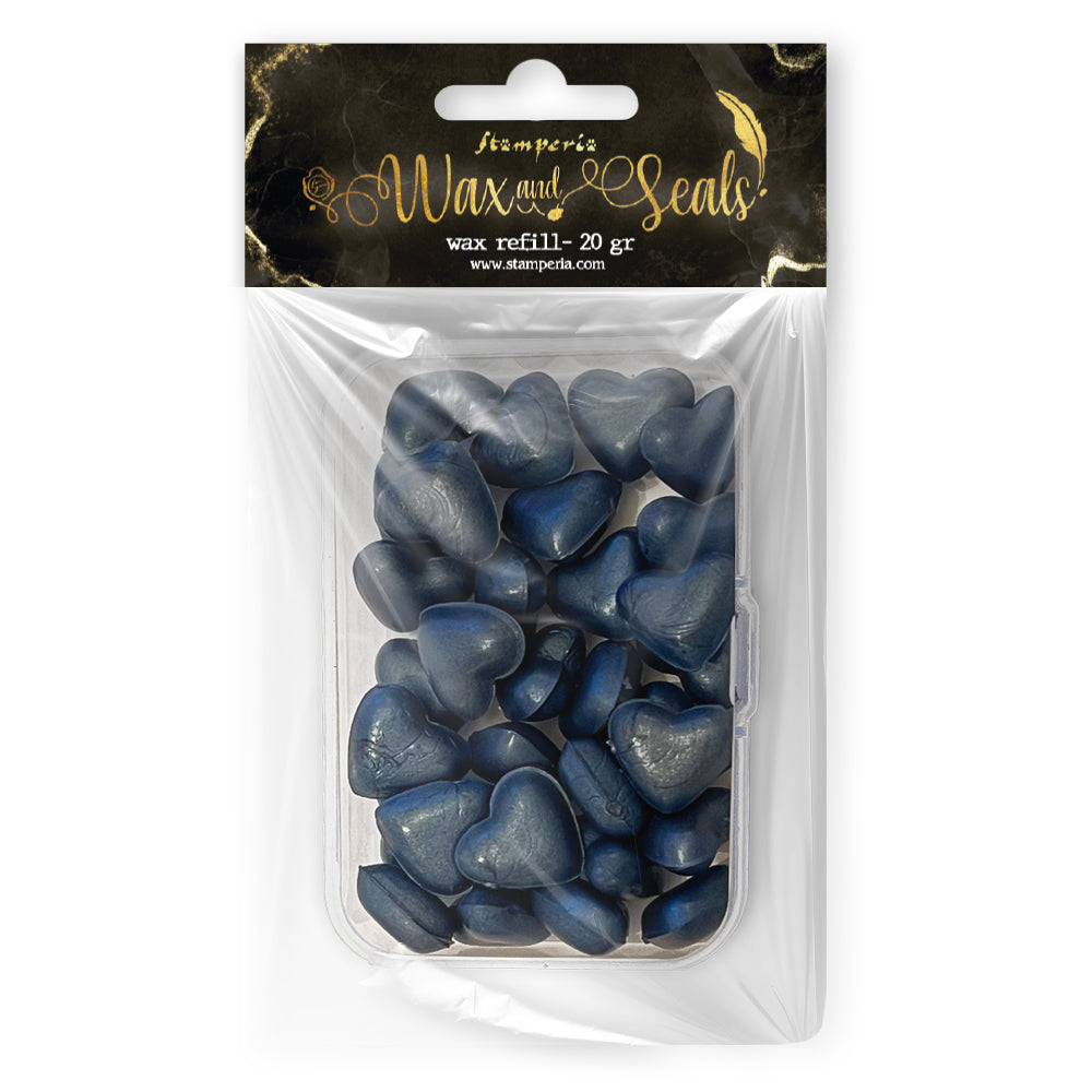 Stamperia - Wax & Seals - Wax Refill gr 20 Heart shape - Pearl deep blue