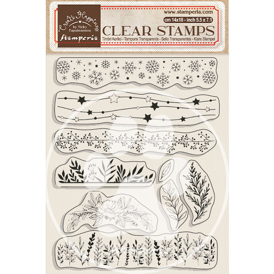 Stamperia - Acrylic Clear Stamp 14x18cm - Create Happiness Calendar Borders with leaves*