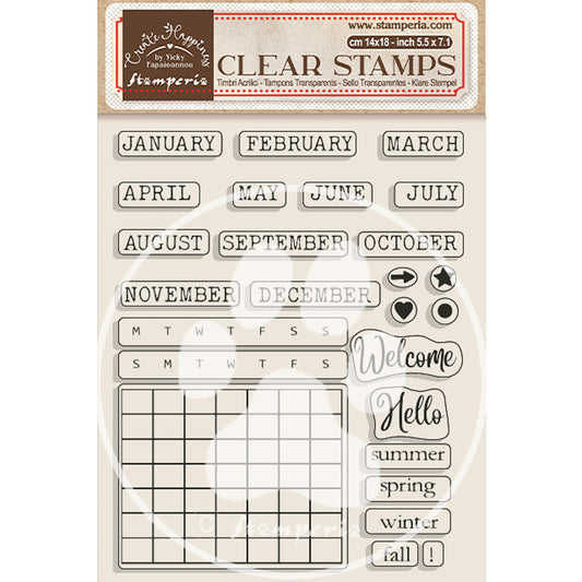 Stamperia - Acrylic Clear Stamp 14x18cm - Create Happiness Calendar Monthly*