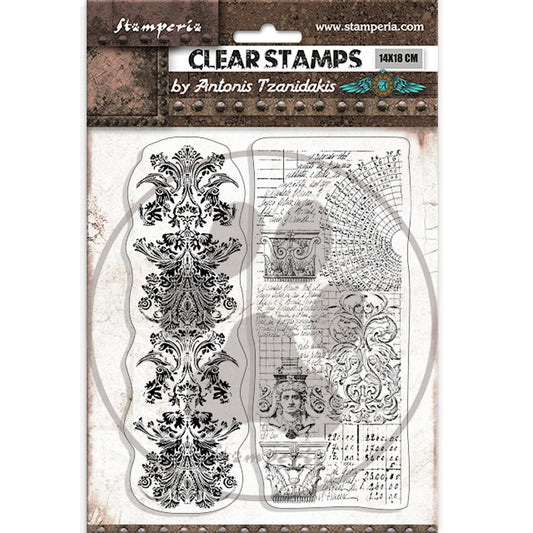 Stamperia - Acrylic Clear Stamp 14x18cm - Sir vagabond in Fantasy world 2 borders*