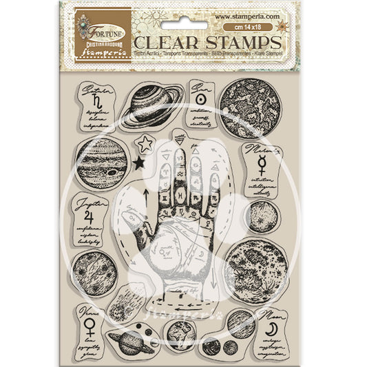 Pre Order - Stamperia - Acrylic Clear Stamp 14x18cm -Fortune elements
