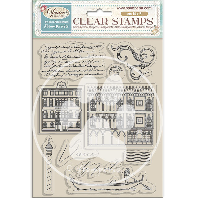 Pre Order - Stamperia - Acrylic Clear Stamp 14x18cm - Venice city of art elements