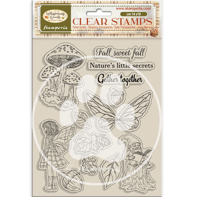 Stamperia - Acrylic Clear Stamp 14x18cm -Whispering Woods mushrooms and fairies