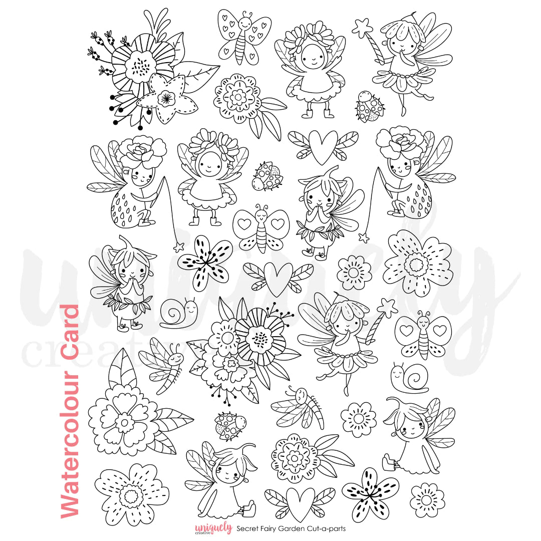 Uniquely Creative - Secret Fairy Garden Watercolour Cut-A-Part Sheet