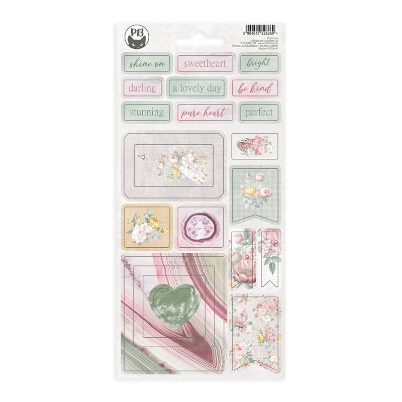 P13 - Precious - Chipboard Sticker Sheet 01, 10,5 X 22CM