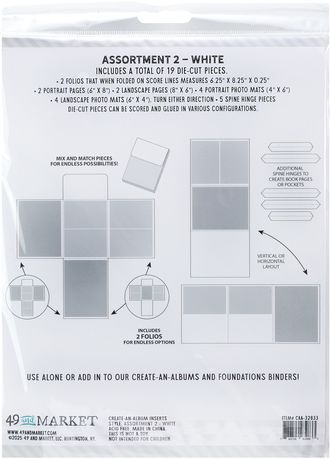 49 and Market - Create-an-album Inserts 6 x 8 Assortment 2 (White)