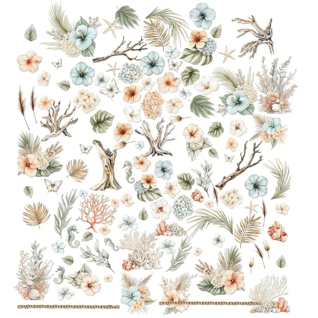 49 and Market - Laser cut Botanicals - 4 sheets/118 pieces - Coastal Soul