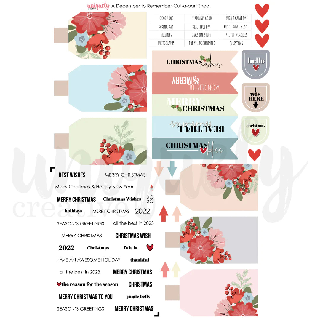 UNIQUELY CREATIVE - A December to Remember Cut-A-Part Sheet
