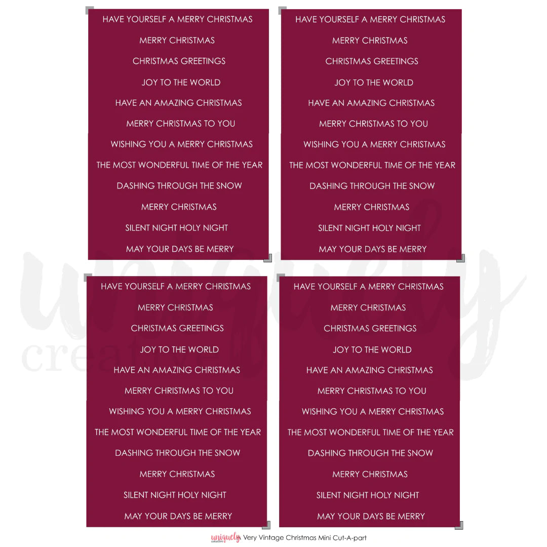 UNIQUELY CREATIVE - A Very Vintage Christmas Mini Cut - A - Part Sheet