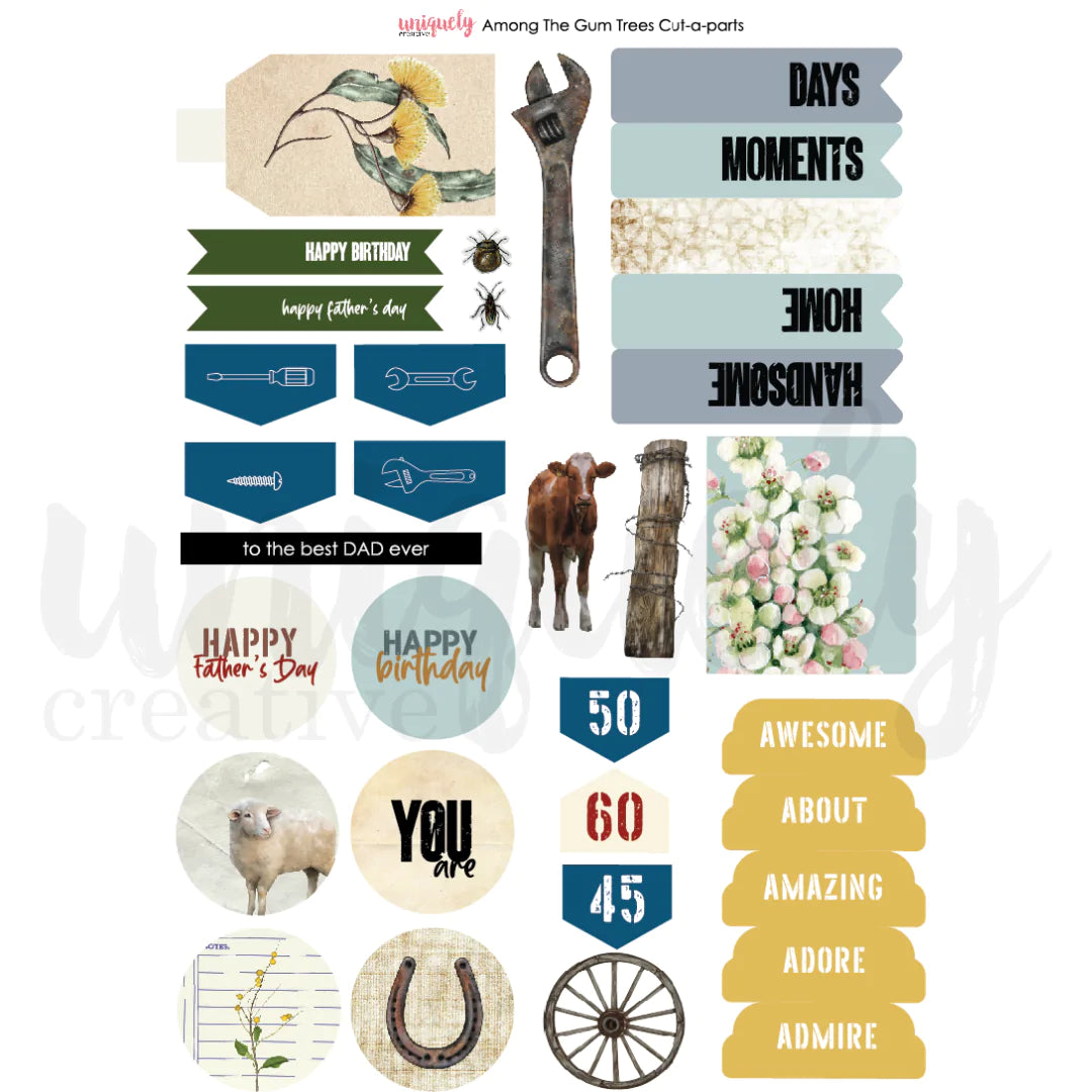 UNIQUELY CREATIVE - Among the Gum Trees Cut-A-Part Sheet