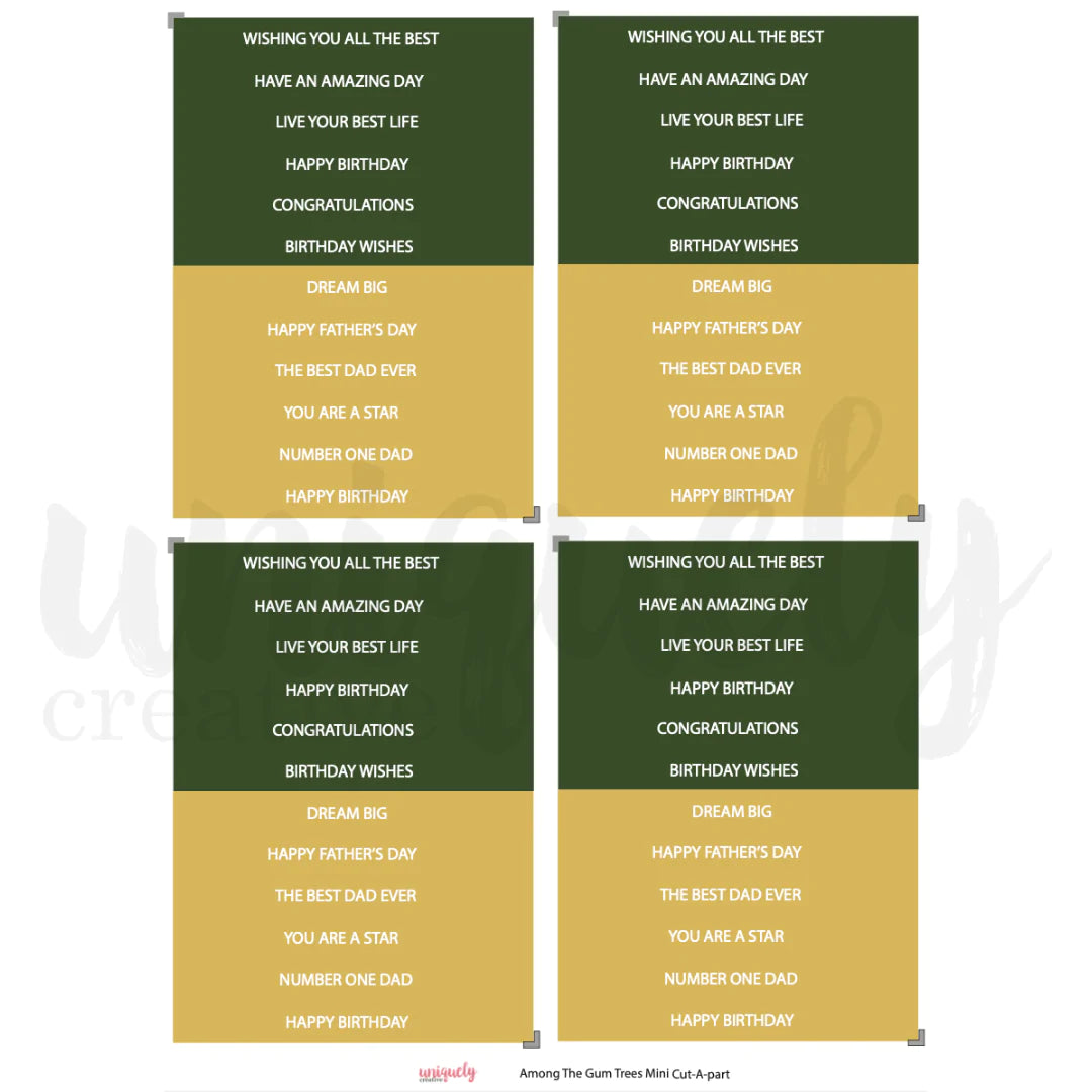 UNIQUELY CREATIVE - Among the Gumtrees Mini Cut - A - Part Sheet