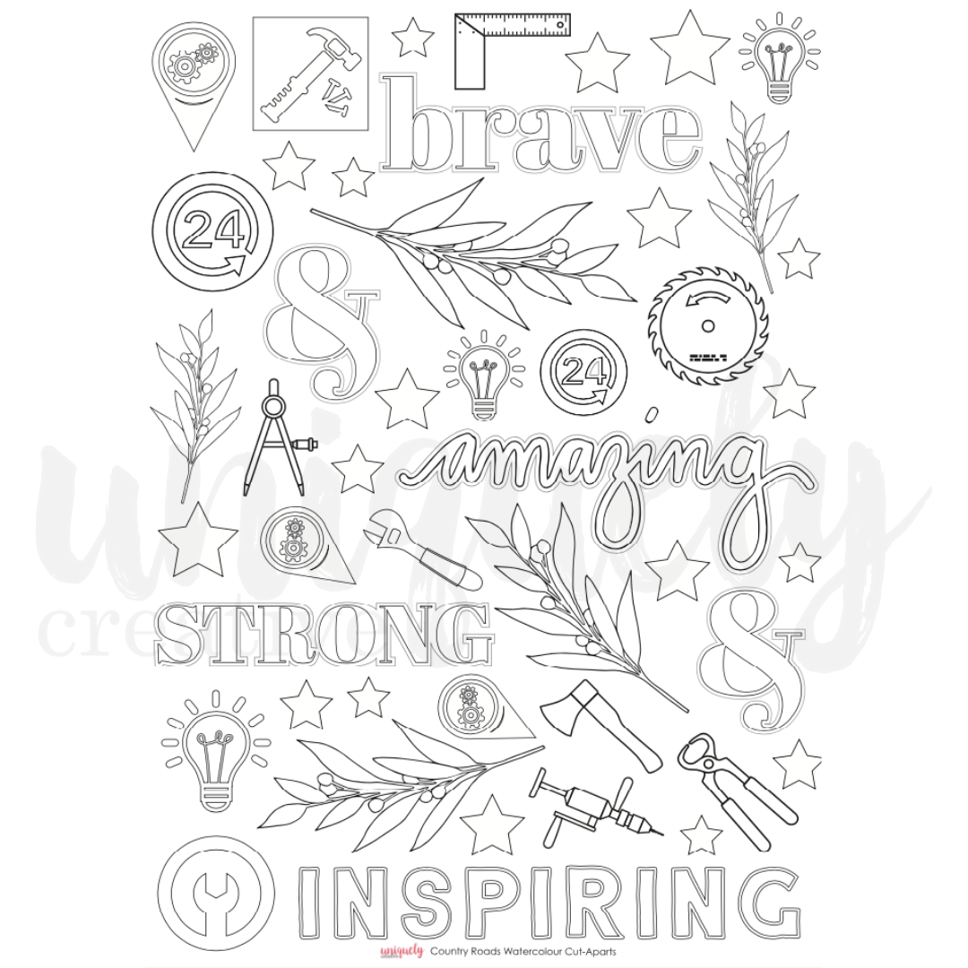 UNIQUELY CREATIVE - COUNTRY ROADS WATERCOLOUR CUT-A-PART SHEET