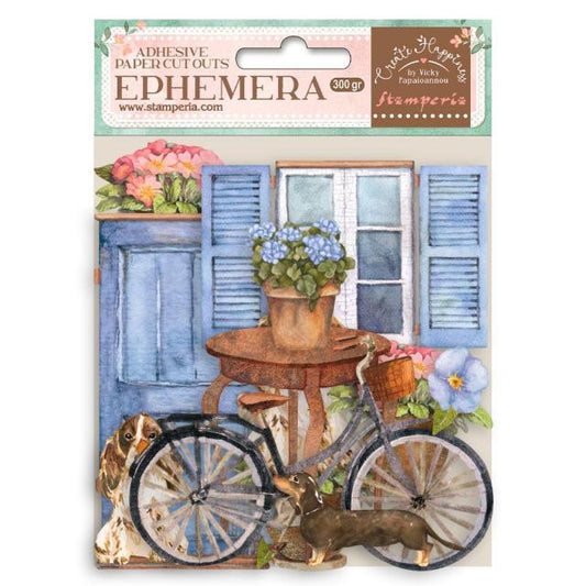 Stamperia - Ephemera - Create Happiness Bicycle and Flowers*