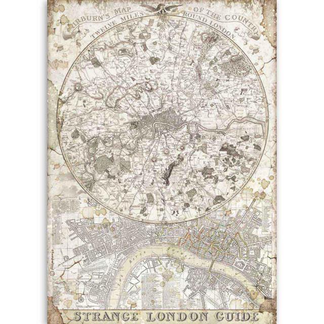 Stamperia - Rice Paper A4 - Lady Vagabond Strange London Guide