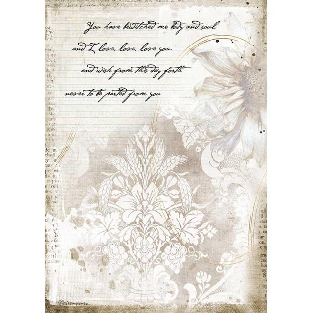 Stamperia - Rice Paper A4 - Romantic Journal Manuscritps