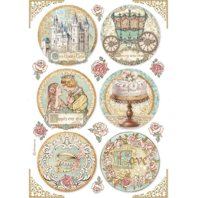 Stamperia - A4 Rice Paper - 21cm x 29.7cm - Sleeping Beauty Rounds