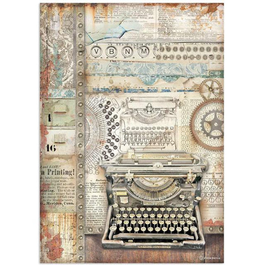 Stamperia  - Rice Paper -  21cm x 29.7cm - Lady vagabond Lifestyle - typing writing