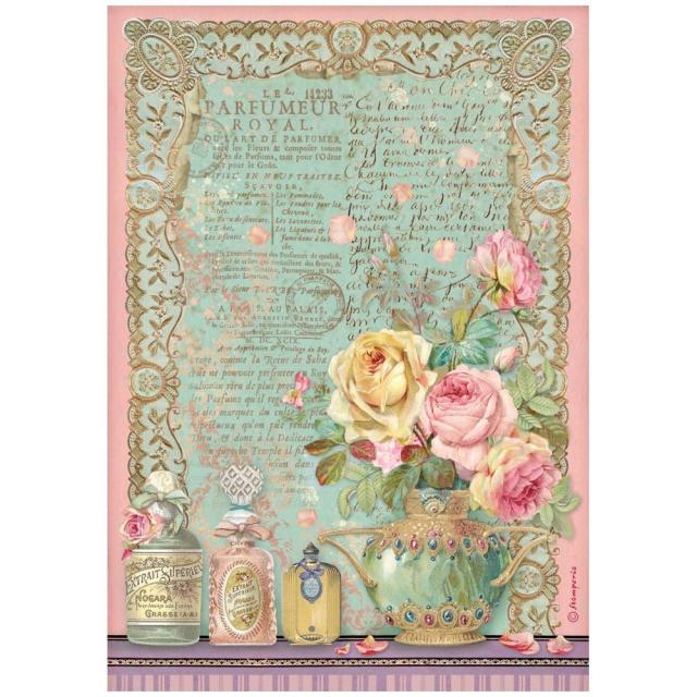 Stamperia  - Rice Paper -  21cm x 29.7cm - A4 -   Rose Parfum parfumeur royal