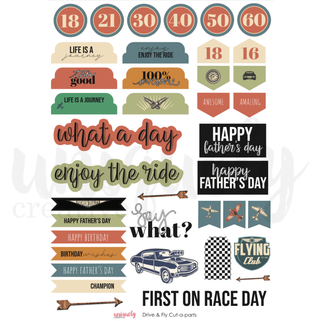 UNIQUELY CREATIVE - DRIVE & FLY CUT -A-PART SHEET