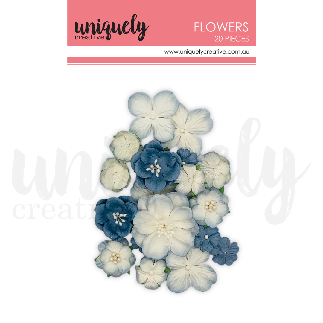 UNIQUELY CREATIVE - DUSTY BLUE FLOWERS *