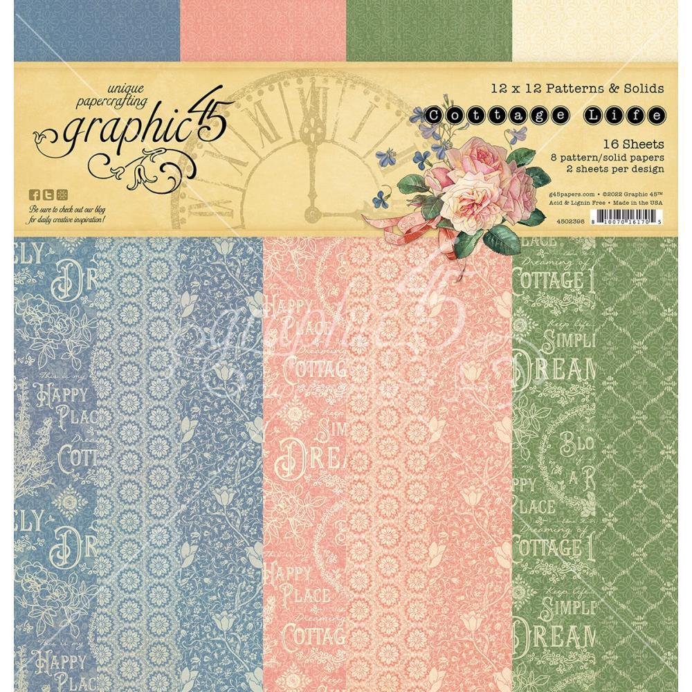 Graphic 45 - Cottage Life 12 x 12 Patterns & Solids Paper Pack