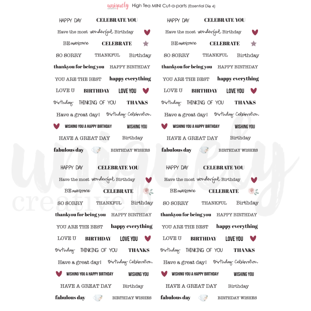 Uniquely Creative - High Tea - Cut -a - Parts Sheet (Essential Die 4)