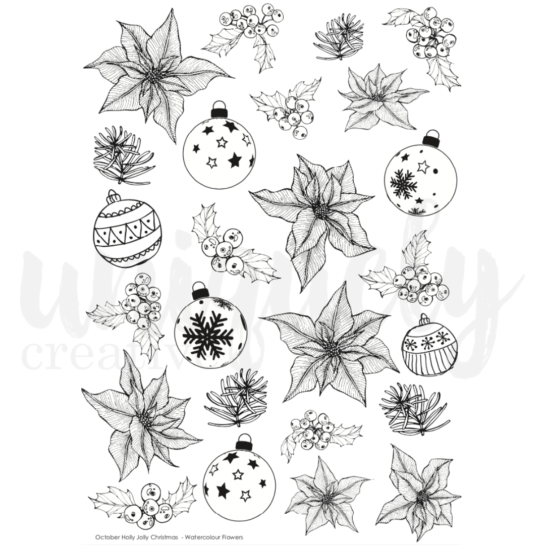 UNIQUELY CREATIVE - HOLLY JOLLY CHRISTMAS WATERCOLOUR SHEET
