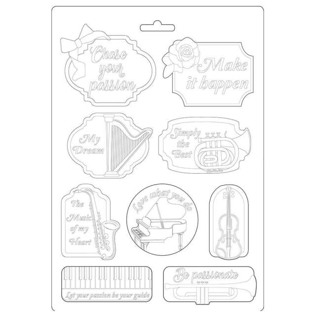 Stamperia - Soft Mould A4 - Passion Music And Tag*