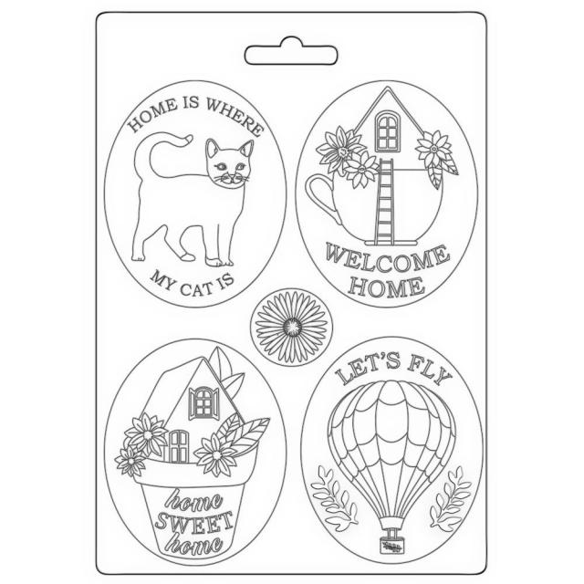 Stamperia - Soft Mould A5 - Create Happiness Welcome Home - Plates