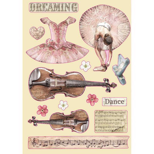 Stamperia - Chipboard - Coloured Wooden Frame - Passion Violin And Dance